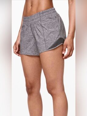 Lululemon Hotty Hot Shorts Heathered Grayish brown Lined Running Athletic Sz. 6